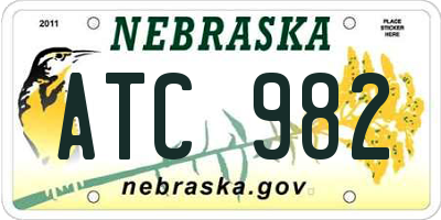 NE license plate ATC982
