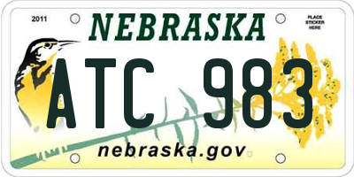 NE license plate ATC983