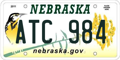 NE license plate ATC984