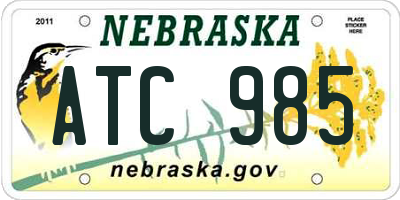 NE license plate ATC985