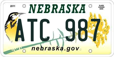 NE license plate ATC987