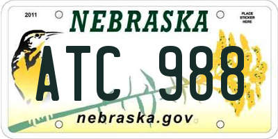 NE license plate ATC988