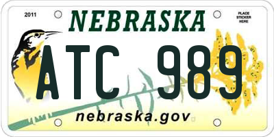 NE license plate ATC989