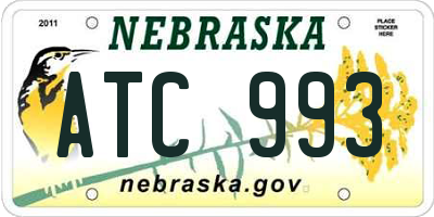 NE license plate ATC993