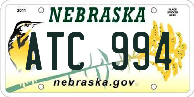 NE license plate ATC994