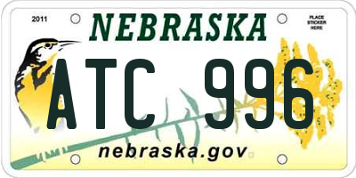 NE license plate ATC996