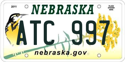 NE license plate ATC997