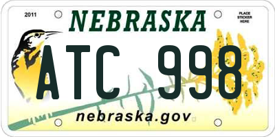 NE license plate ATC998