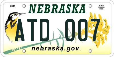 NE license plate ATD007