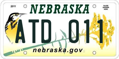 NE license plate ATD011