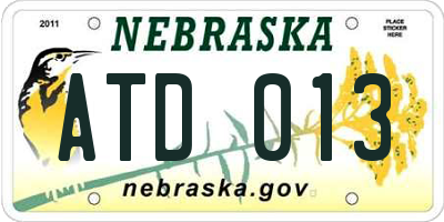 NE license plate ATD013