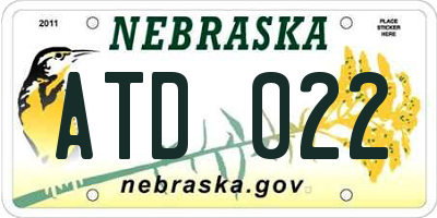 NE license plate ATD022