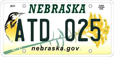 NE license plate ATD025