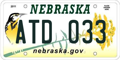NE license plate ATD033