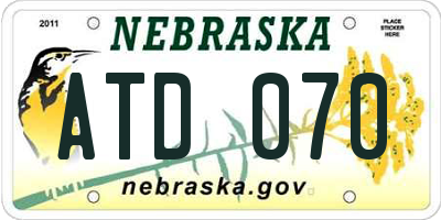 NE license plate ATD070