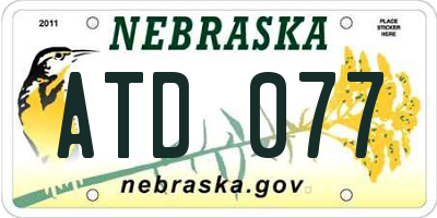 NE license plate ATD077