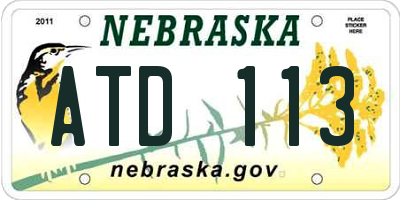 NE license plate ATD113
