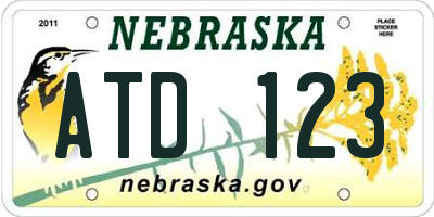NE license plate ATD123