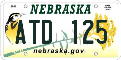 NE license plate ATD125
