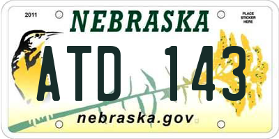 NE license plate ATD143