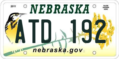 NE license plate ATD192