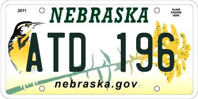 NE license plate ATD196