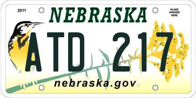 NE license plate ATD217