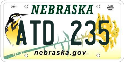 NE license plate ATD235