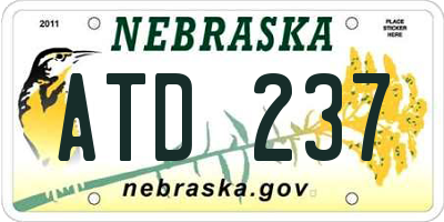 NE license plate ATD237