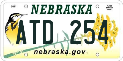 NE license plate ATD254