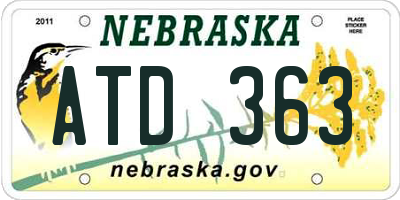 NE license plate ATD363