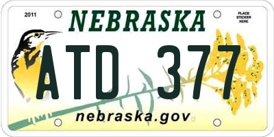 NE license plate ATD377