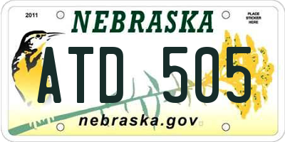 NE license plate ATD505