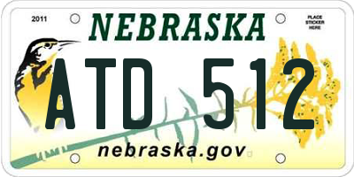 NE license plate ATD512