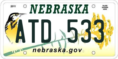 NE license plate ATD533