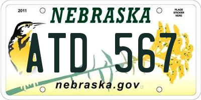 NE license plate ATD567
