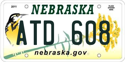 NE license plate ATD608