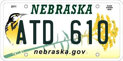 NE license plate ATD610
