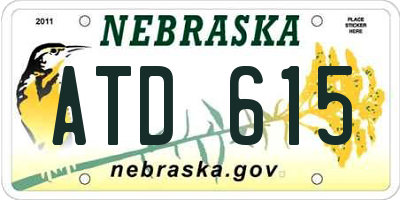 NE license plate ATD615