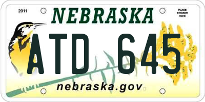 NE license plate ATD645