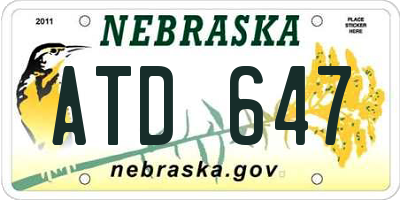 NE license plate ATD647