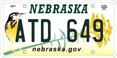 NE license plate ATD649