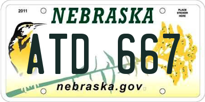 NE license plate ATD667