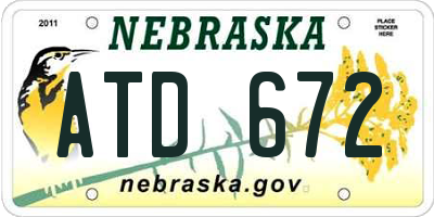 NE license plate ATD672