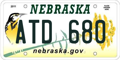 NE license plate ATD680