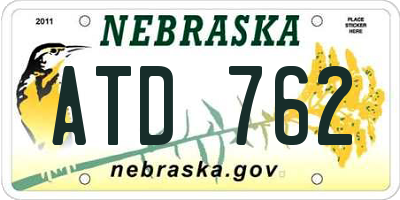 NE license plate ATD762