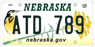 NE license plate ATD789