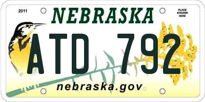 NE license plate ATD792