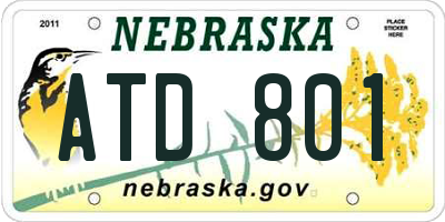 NE license plate ATD801