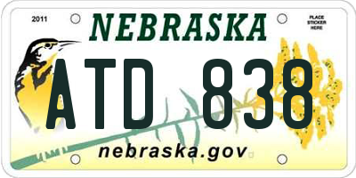 NE license plate ATD838